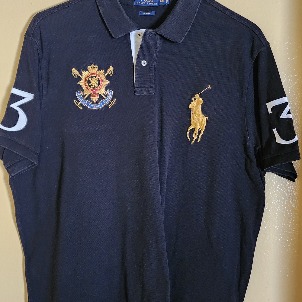 Ralph Lauren Black Polo with Gold Embroidery